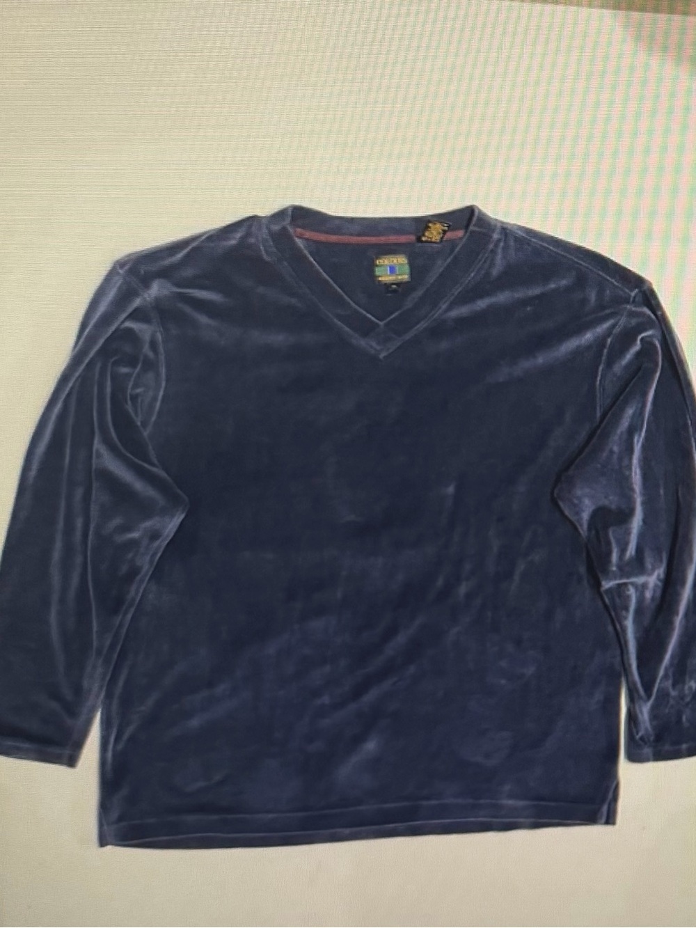 Colours by Alexander Julian Men's XL Blue Velour V-Neck Sweater Long Sleeve